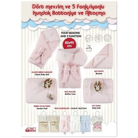 Resim Bebek Kundağı Unisex Bebek Dış Kundak Battaniyesi 5 Amaçlı Hastane Çıkışı Hediyelik Mevsimlik Knd45196 Pembe 