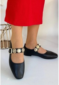 Resim Biçomi Koope Siyah Cilt Babet Ayakkabı Çok Renkli 