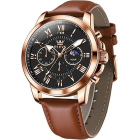 Resim Yingfu Olevs 3632 Erkekler 4 Renkli Kadran Su Geçirmez Kuvars Saat Kahverengi, Gül, Altın, Siyah Çok Renkli 