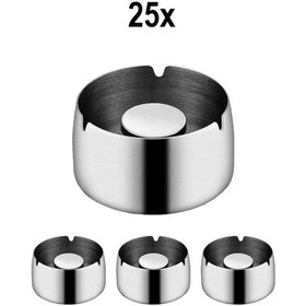 Resim 25 Adet Çelik 8 Cm Kafe Restaurant Lokanta Yuvarlak Kül Tablası Küllük Mt172by 