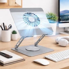Resim Coverzone Şok Soğutma Profesyonel Dizüstü Bilgisayar Notebook Soğutucu Laptop Stand Oyuncu Laptoplarına Özel Tek Büyük Fanı İle Hızlı Soğutma 1 Type-C Giriş 360 Derece Döner | K8 