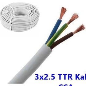 Resim 3X2.5 Cca Ttr Kablo Çok Telli Metre Seçenekli Tam Kesit Kablo 