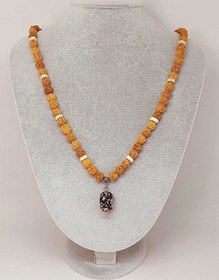 Resim Rodonit Taşlı Rudraksha Tohum Kolye Dolama Bileklik 8mm 49708 