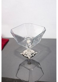Resim Argkristal Krn Gümüş Salata Kasesi Metal Ayaklı 19x19x19 Gümüş 