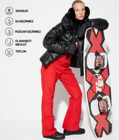 Resim Kayak Montu Şişme Kapüşonlu Kemer Detaylı Cepli Su İtici 