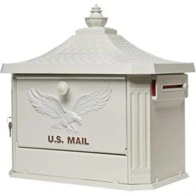 Resim Storemax Mailboxes Hamilton Cast Alüminyum Post-Mount Posta Kutusu, HM200WAM, Beyaz 