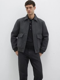 Resim Mavi - Yün Karışımlı Antrasit Ceket 0110658-80023 Antrasit 