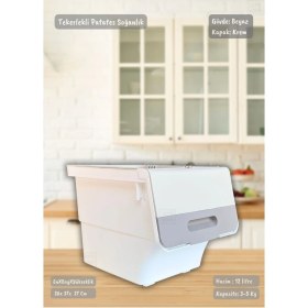 Resim Feyza Design Beyaz ve Krem Renkli, 12 Lt Kapasiteli, Şık ve Pratik Sebzelik Organizer 