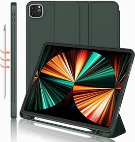 Resim Apple iPad Pro 11 3. Nesil 4. Nesil ile uyumlu Kılıf Kalem Bölmeli Smart Case 2020-2023 Koyu Yeşil 