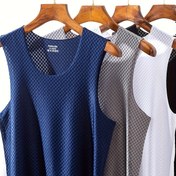 Resim Erkekler için yazlık buz yeleği, dikişsiz ince tasarım, bol kesim, spor ve fitness, hızlı kuruyan, geniş omuzlu, kolsuz tişört trendi 