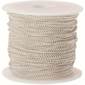 Resim 100 yard paslanmaz çelik 1.2mm oval zincir çapraz gevşek kolye, DIY takı yapımı, el yapımı aksesuarlar için kullanılır 