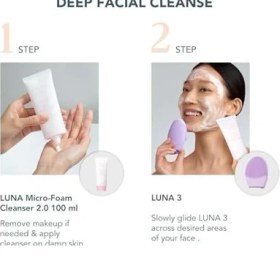Resim Hype Store Foreo Deep Clean Luna 3 Paket - Hassas Ciltler Için Yüz Temizleme Fırçası ve Masaj Aleti + Luna Mikro Köpük Yüz Temizleyici 2.0, 100ML - Temizleyici ve Yaşlanma Karşıtı Masaj Aleti 