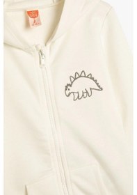 Resim Koton Erkek Bebek Dinozorlu Kapşonlu Sweat Kanguru Cep Detaylı Pamuklu 001 