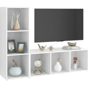 Resim T Designo Tdesıgno Tolga Kitaplıklı Televizyon Sehpası - Ünitesi -Kitaplık-Beyaz 120 cm 6 Raflı 