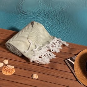 Resim Soley | Stripe |%100 Doğal Pamuklu Peştemal Yeşil 