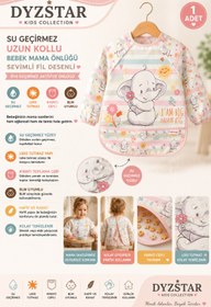 Resim DYZSTAR Sevimli Fil Desenli Uzun Kollu Bebek Mama Önlüğü - Su Geçirmez, Leke Tutmaz, Cepli, BLW Uyumlu Aktivite ve Beslenme Önlüğü 