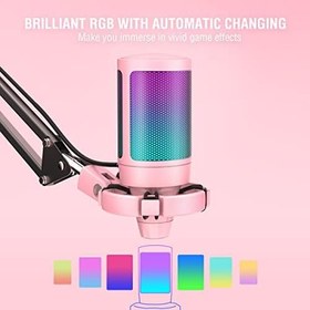 Resim FIFINE Oyun USB Mikrofon Seti, PC Akış Kayıt Bilgisayarı RGB Mikrofon Seti, Podcasting, Şarkı Söyleme, YouTube, Kondenser Kardioid Mikrofon Hızlı Sessiz, Kazanç Düğmesi-A6T Pembe 