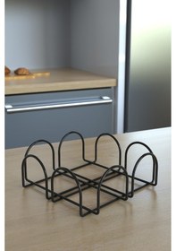 Resim Karteya Sunum Seti Ve Ekmeklik Havluluk Peçetelik Nihale Ekmeklik Siyah Dolu Parlak Paslanmaz 4lü Mutfak Set Siyah 