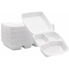 Resim Hakan Ambalaj Kapaklı Köpük Tabak 3 Bölmeli 100'lü 