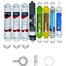 Resim Pemax Water Solutions Kapalı Kasa Su Arıtma Cihazlarına Ecomax 8'li Platinium Mebran Alkali-Mineral-Detox-Tatlandırıcı 