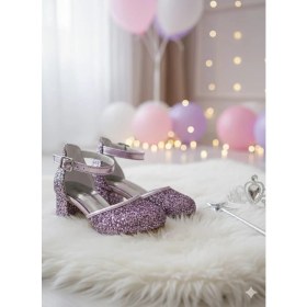 Resim SGF Kids Mor Cam Kırığı Topuklu Abiye Ayakabı 