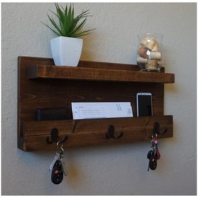 Resim Genel Markalar Posta Rafı Ahşap Askılık Raf Anahtarlık Dekoratif Duvar Rafı 
