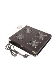Resim Lande 4’lü Fan Modülü | Bilyalı Fan, Termostat Kontrollü | Rack Kabinet Uyumlu | Siyah (RAL 9005) 