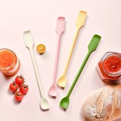 Resim Renkli Silikon Reçel Kaşık Spatulaları 2'li Seti - Basit İskandinav tarzı, düz renk tasarımı, çeşitli reçeller ve tereyağları için uygun, evde pişirme ve kahvaltı keyfi için harika bir yardımcı 