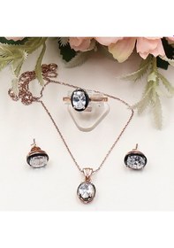 Resim Rose Oval Zirkon Taşlı Tek Taş Set Rose Gold - Gümüş 