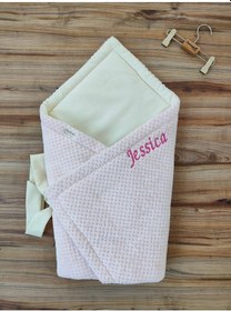 Resim Isme Özel Nakışlı Bebek Battaniyesi Hastane Çıkışı Bebek Kundağı Yenidoğan Hediyelik Mevlütlük Knd45454 Pembe 