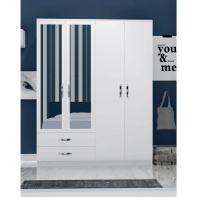 Resim Metalia Gm 071 Novado 4 Kapılı 2 Çekmeceli Aynalı Gardrop Dolap 