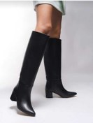 Resim Asel Çanta Iserolia kadın çizme siyah cilt 