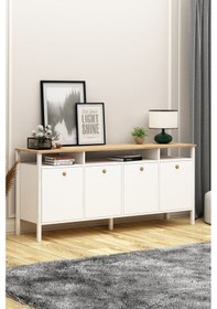 Resim Remy Konsol Ahşap Kulplu Sepet-beyaz Sepet-beyaz 