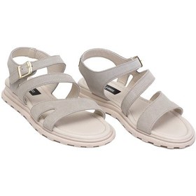 Resim Elit Rhea Kadın Hakiki Deri Düz Sandalet Bej Bej 