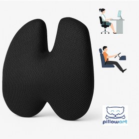 Resim PİLLOWART Hafızalı Köpük Sırt Yastığı - Ofis ve Araba Koltuğu İçin Ergonomik Arka Elastik Yastık 