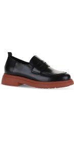 Resim Bueno Shoes Siyah Pembe Açma Deri Kadın Loafer 01WZ4000 