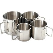 Resim Ximistore9 Kampçılık Ve Yürüyüş İçin 304 Paslanmaz Çelik Katlanabilir Bardak Seti - 4 Parça Gri 