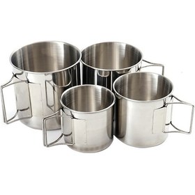 Resim Ximistore9 Kampçılık Ve Yürüyüş İçin 304 Paslanmaz Çelik Katlanabilir Bardak Seti - 4 Parça Gri 