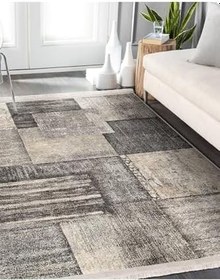 Resim RealHomes Krem Kahverengi Zemin Dokuma Halı Motifli Kilim Desenli Sade & Şık Klasik Salon Kaymaz Saçaklı Halı HaliDik-Deluxe-11621, 80 x 400 