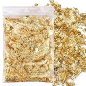 Resim 1 Gram Paket Parıldayan Altın Yaprak Taneleri Yeniden Kapatılabilir Torbada - Tırnak Sanatı, Resimler, El İşleri, Slime & Reçine Takı Yapımı için İdeal, Kırışık Kesim Kağıt Stili 