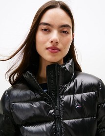Resim Tjw Slim Zip Print Kadın Siyah Şişme Ceket-11276 Siyah 