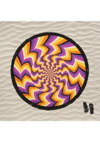 Resim Marte Home Illüzyon Renkli Yuvarlak Püsküllü Plaj Havlusu 