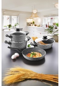 Resim 7 Parça Granit Tencere Seti - Gri 