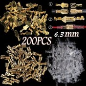Resim 200 adet Hızlı Bağlantı Erkek ve Kadın Tel Spade Bağlayıcı Tel Crimp Terminal Bloğu İzole Kılıf ile Elektrik Kablosu Araba Ses Sistemi Hoparlörü, 6.3mm 4.8mm Assortment Ki 