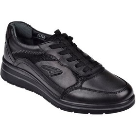 Resim Forelli Hakiki Deri Comfort Lastikli Kadın Ayakkabı For-peon Siyah Siyah 