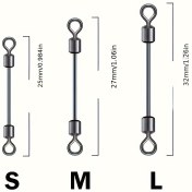 Resim 20 Adet S/M/L Boyutlarında Paslanmaz Çelik Balıkçılık Dönerleri - Dayanıklı Çift Başlı Hat Bağlantı Elemanları, Pürüzsüz Döndürme ile Çeşitli Balıkçılık Teknikleri için İdeal 