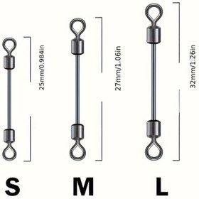 Resim 20 Adet S/M/L Boyutlarında Paslanmaz Çelik Balıkçılık Dönerleri - Dayanıklı Çift Başlı Hat Bağlantı Elemanları, Pürüzsüz Döndürme ile Çeşitli Balıkçılık Teknikleri için İdeal 