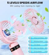 Resim El Tipi Vantilatör, Usb Taşınabilir Vantilatörler 20 Saatten Fazla Pembe 