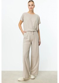 Resim On Fashion Beli Lastikli Bol Paça Kadın Pantolon 25y.on.pnt.56308.01 Kum 