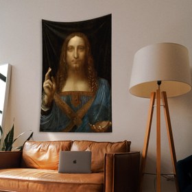 Resim Salvator Mundi Tablosu / Leonardo da Vinci Duvar Örtüsü - 100 cm x 135 cm 